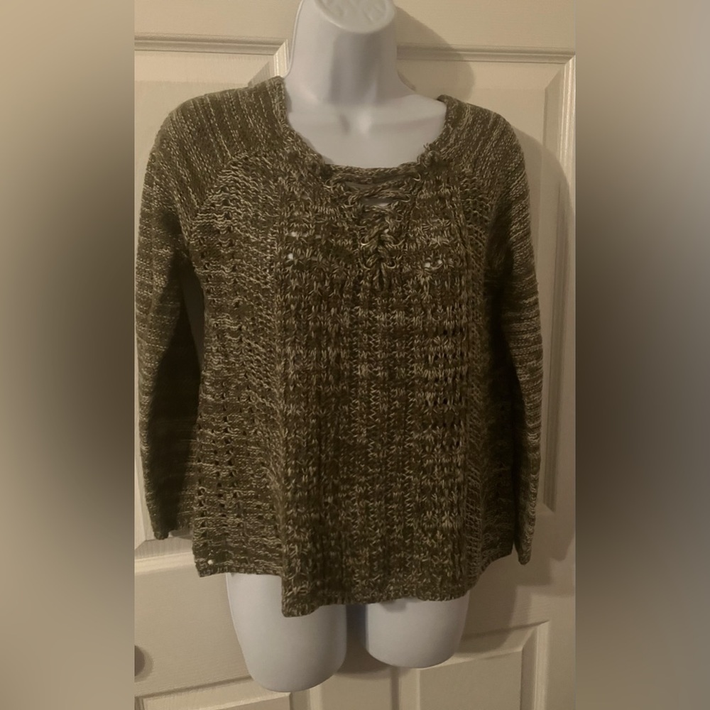 Lovemarks Lace Up olive green sweater